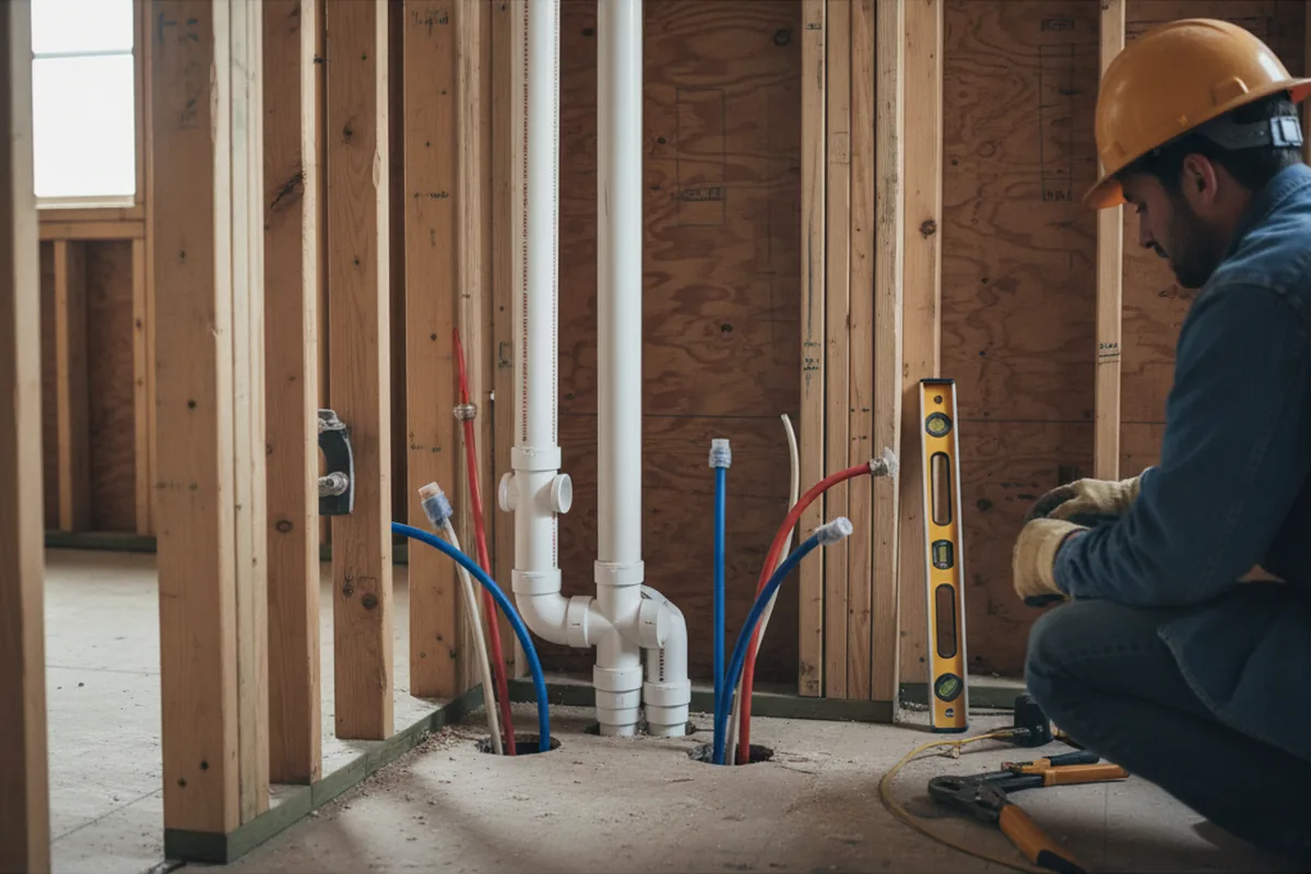 Drain and supply rough-in during Leak Detection in Kaw City